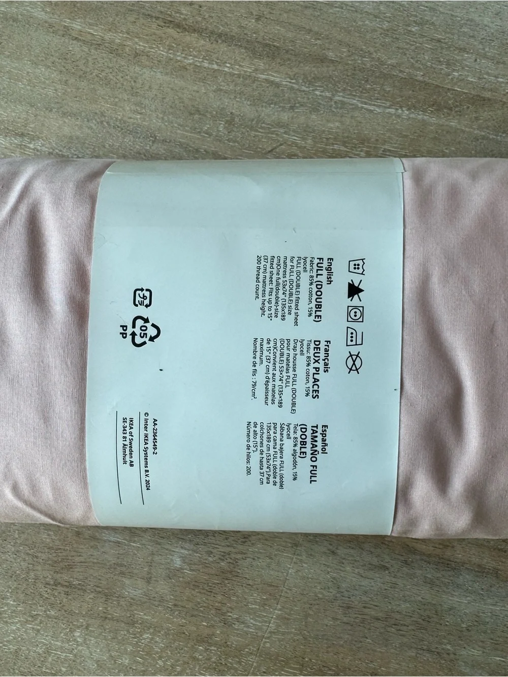 IKEA ULLVIDE Fitted Sheet in Pale Pink